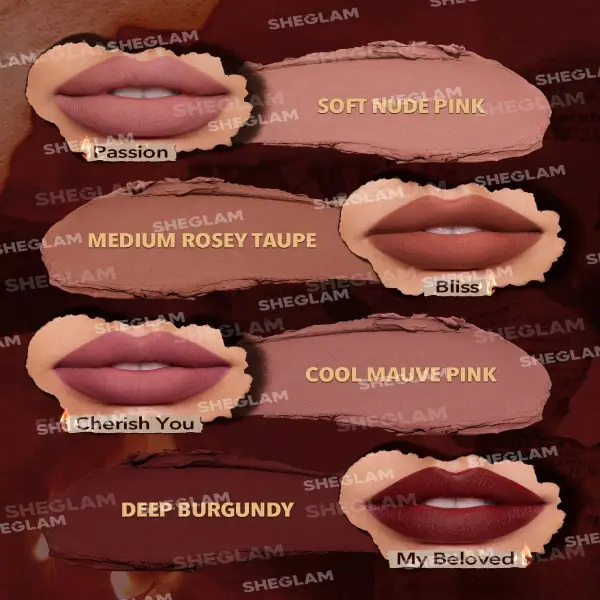 قیمت ست رژ لب مات ماندگار Dynamatte Boom شیگلم مدل Ember Rose Set