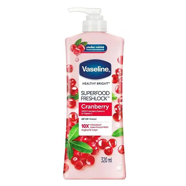 لوسیون بدن زغال‌اخته و ویتامین C وازلین aseline Superfood Freshlock Cranberry & Vitamin C 320ml)