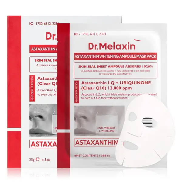 ماسک ورقه‌ای روشن‌کننده ومراقبت عمقیق آستاگزانتین Dr Melaxin