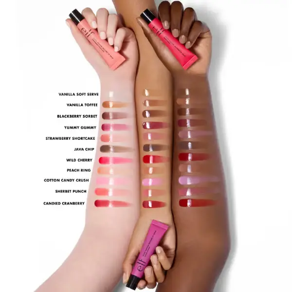 تست رنگ لیپ گلاس ذوب‌ شونده گلو ریوی ور elf Cosmetics