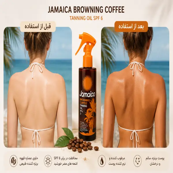 قیمت روغن برنزه‌کننده بدن حاوی عصاره قهوه جامائیکا Jamaica