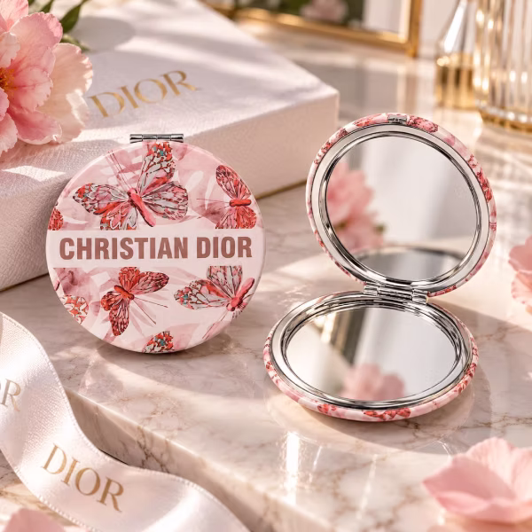 قیمت آینه جیبی دوطرفه طرح پروانه Christian Dior