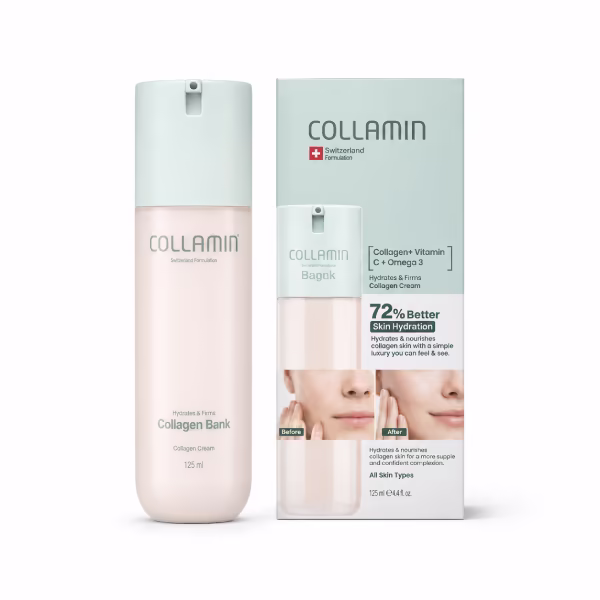 کرم مرطوب‌کننده و جوانساز کلاژن بانک کلامین 125ml